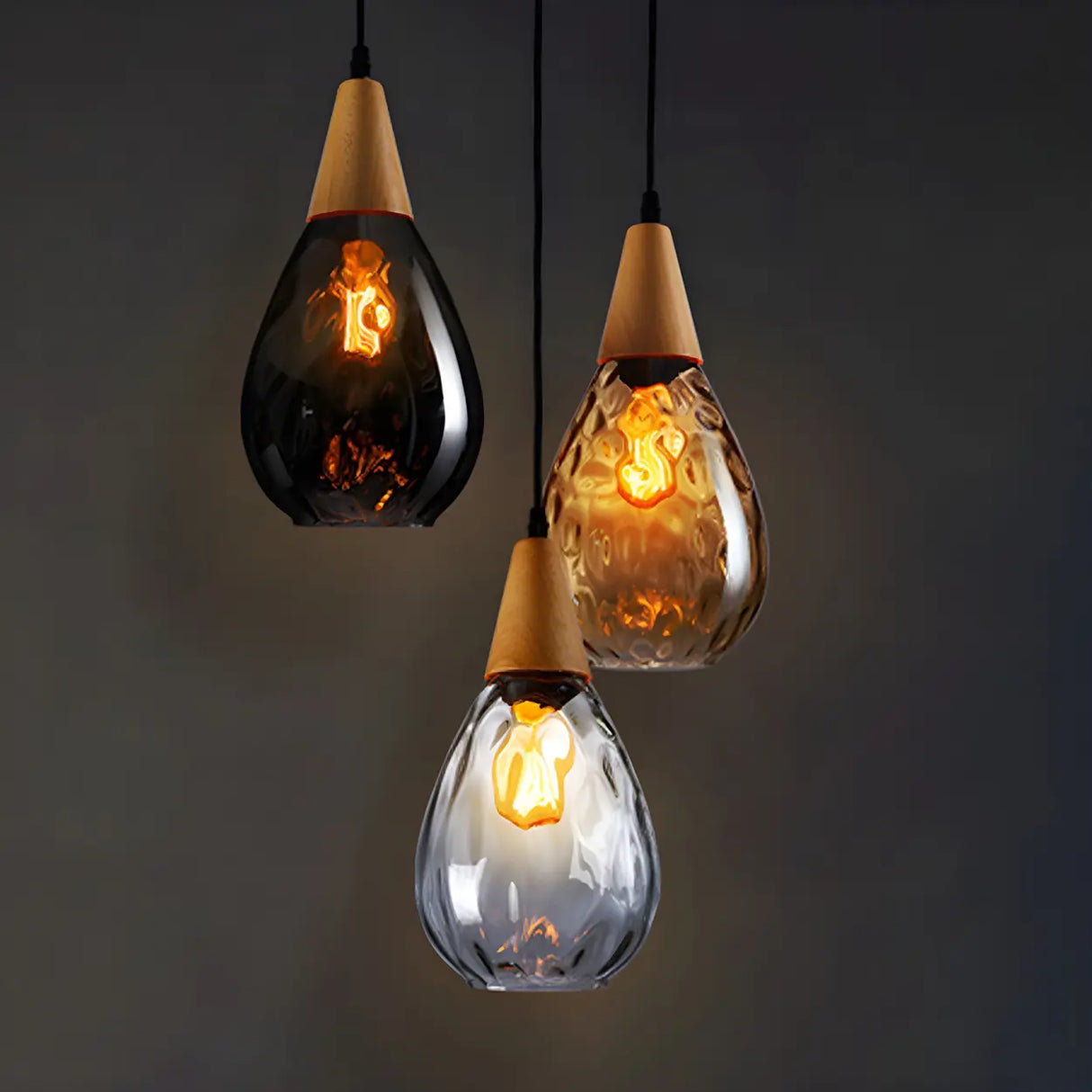 Restaurant Unique Teardrop-Shaped Glass Pendant Light Image - 7