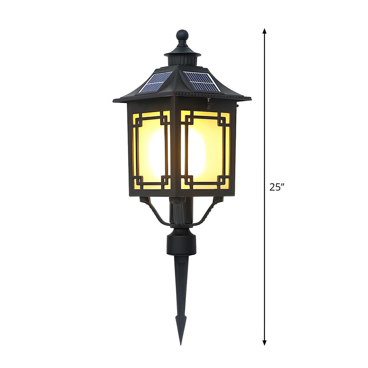 Retro Black Garden Square Lantern Landscape Lighting 