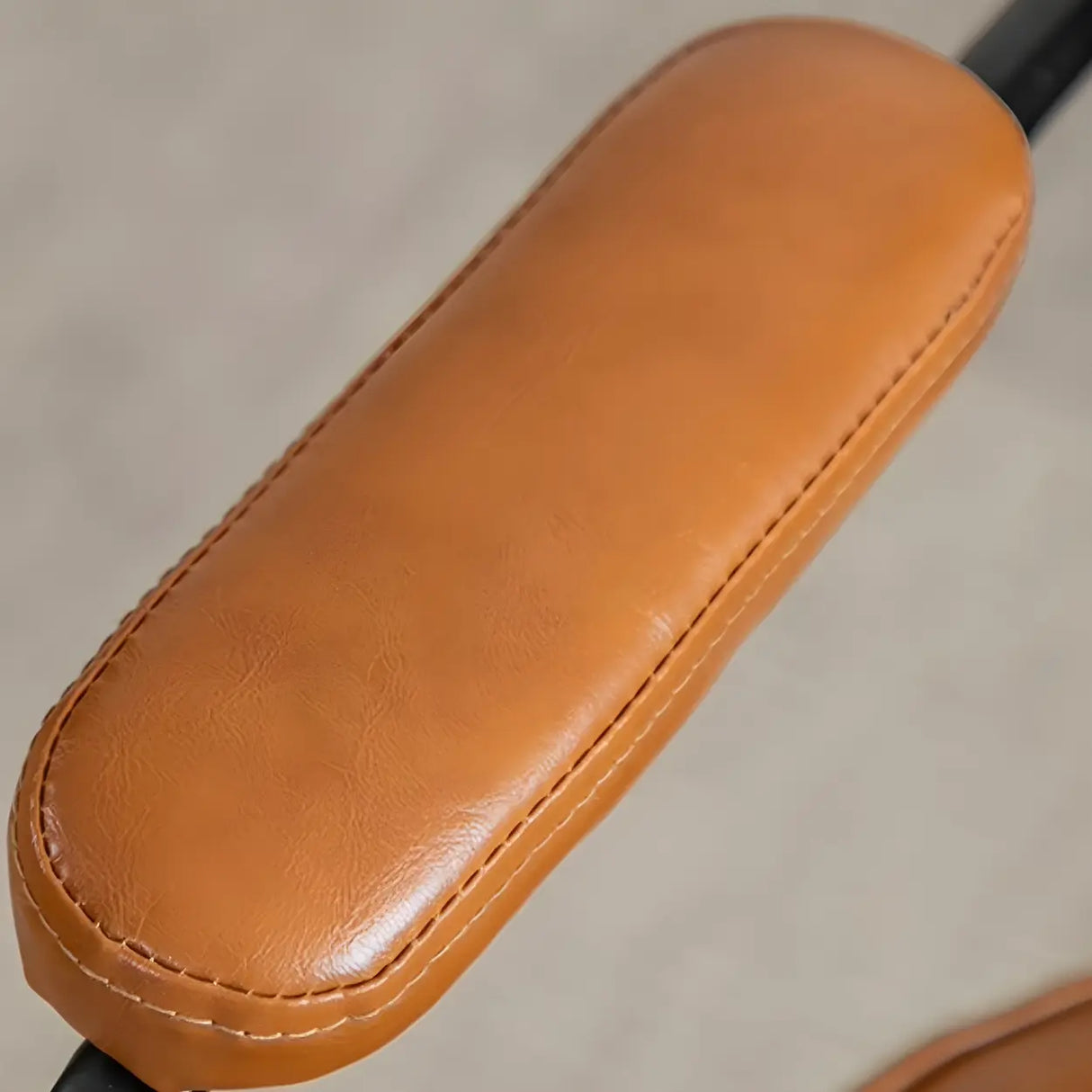 Retro Brown Tilt Mid-Back Leather Office Chair with Wheels Image - 8