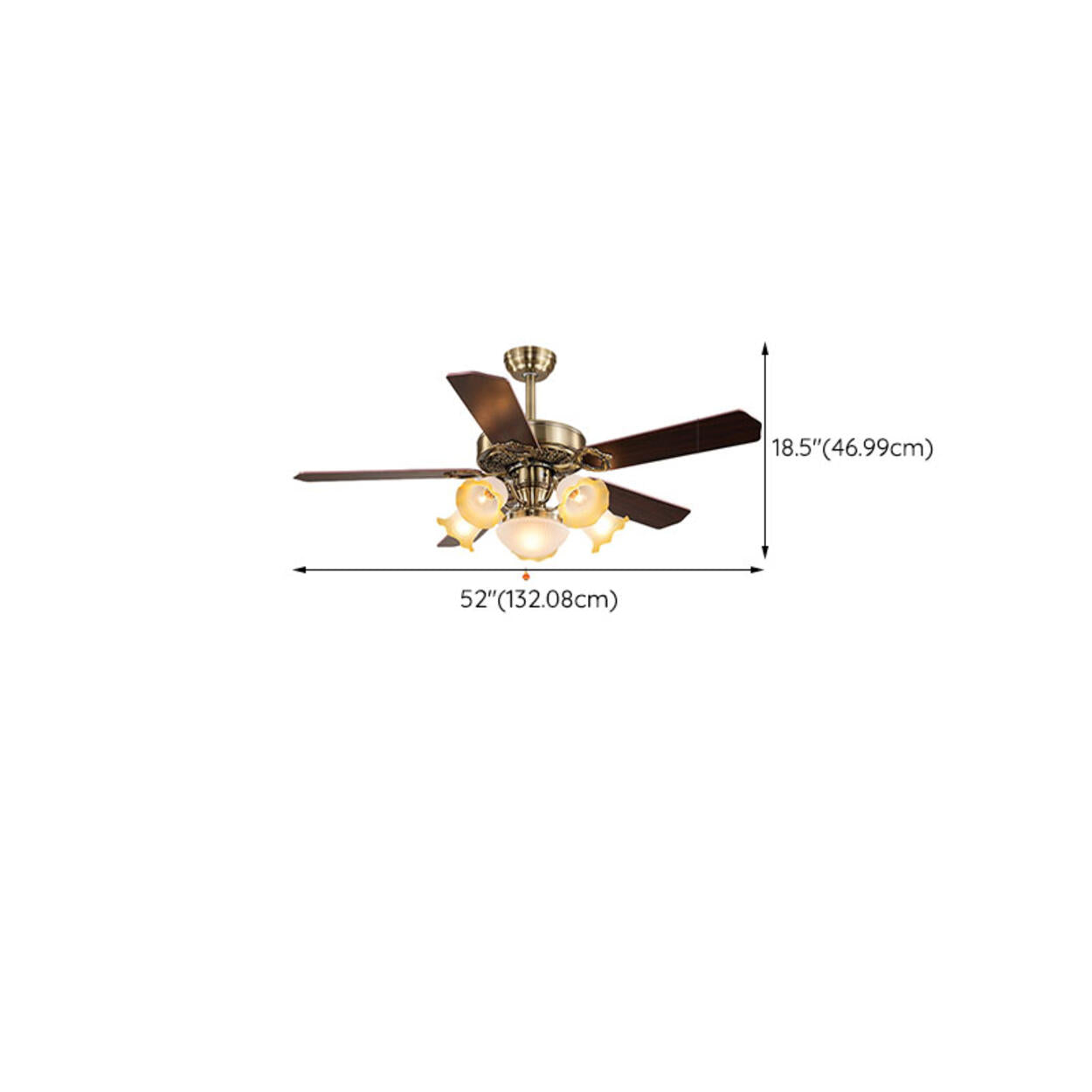 Retro Elegant Floral 5 Blade Standard Ceiling Fan Light – Homebaa
