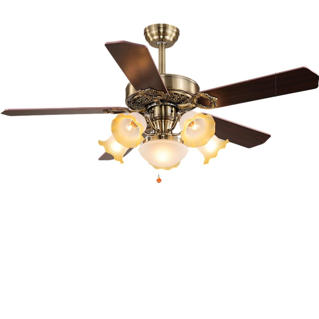 Retro Elegant Floral 5 Blade Standard Ceiling Fan Light – Homebaa