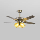 Retro Flower Remote Control Ceiling Fan with Light Image - 17