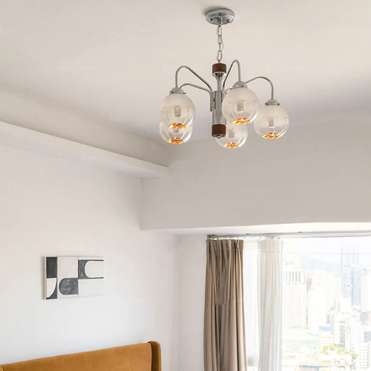Retro Globe Glass Pendant Light for Living Room Image - 12