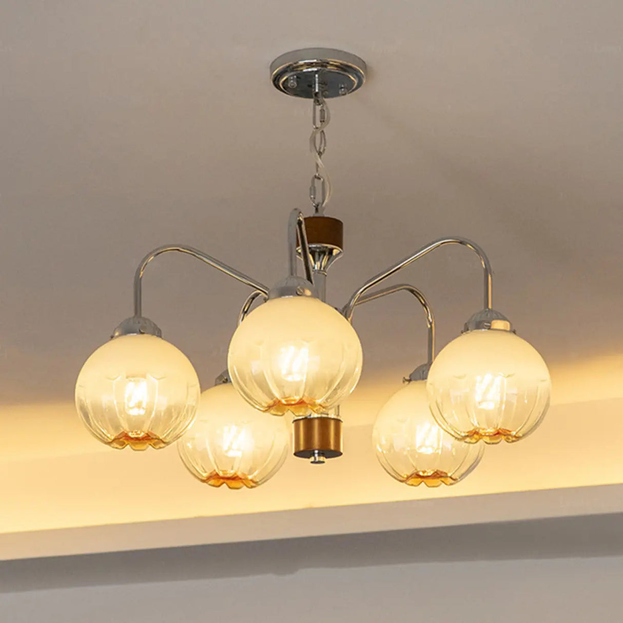 Retro Globe Glass Pendant Light for Living Room Image - 3