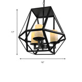 Retro Industrial Adjustable Chain Black Cage Chandelier #size