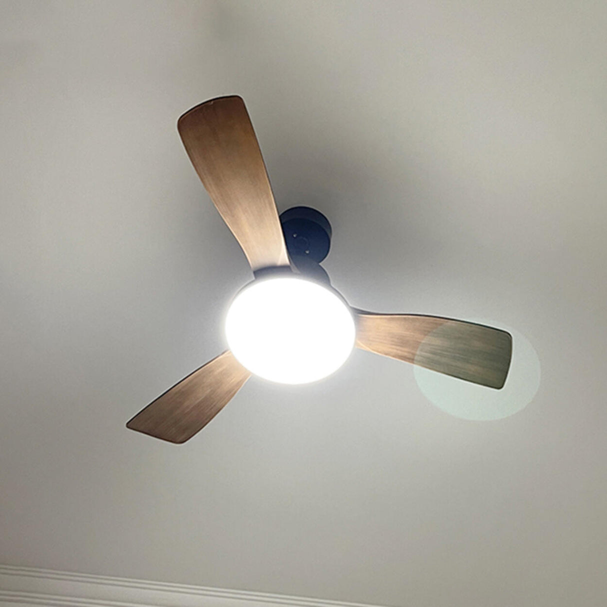 Retro Living Room Metal 3 Blade LED Ceiling Fan Light Image - 6