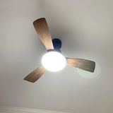 Retro Living Room Metal 3 Blade LED Ceiling Fan Light Image - 6