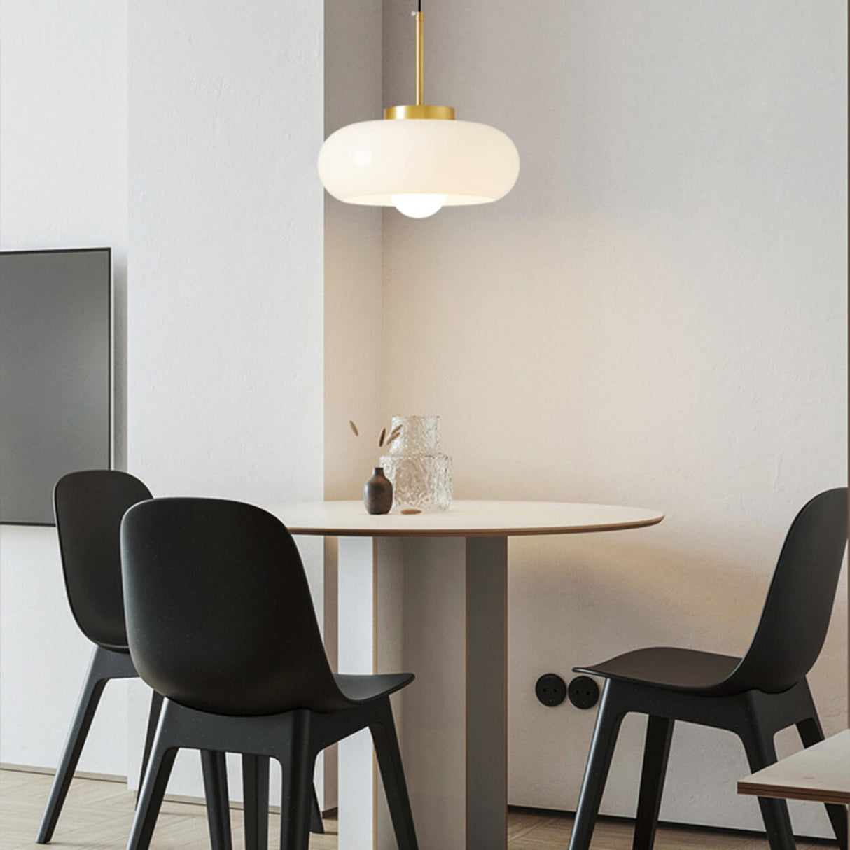 Retro Modern Orange Amber Glass Oval Pendant Light Image - 10
