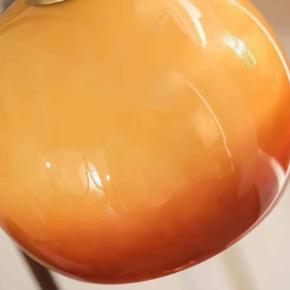 Retro Orange Glass Globe Arc Floor Lamp with Shelf Storage Image - 10