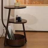 Retro Orange Glass Globe Arc Floor Lamp with Shelf Storage Image - 6