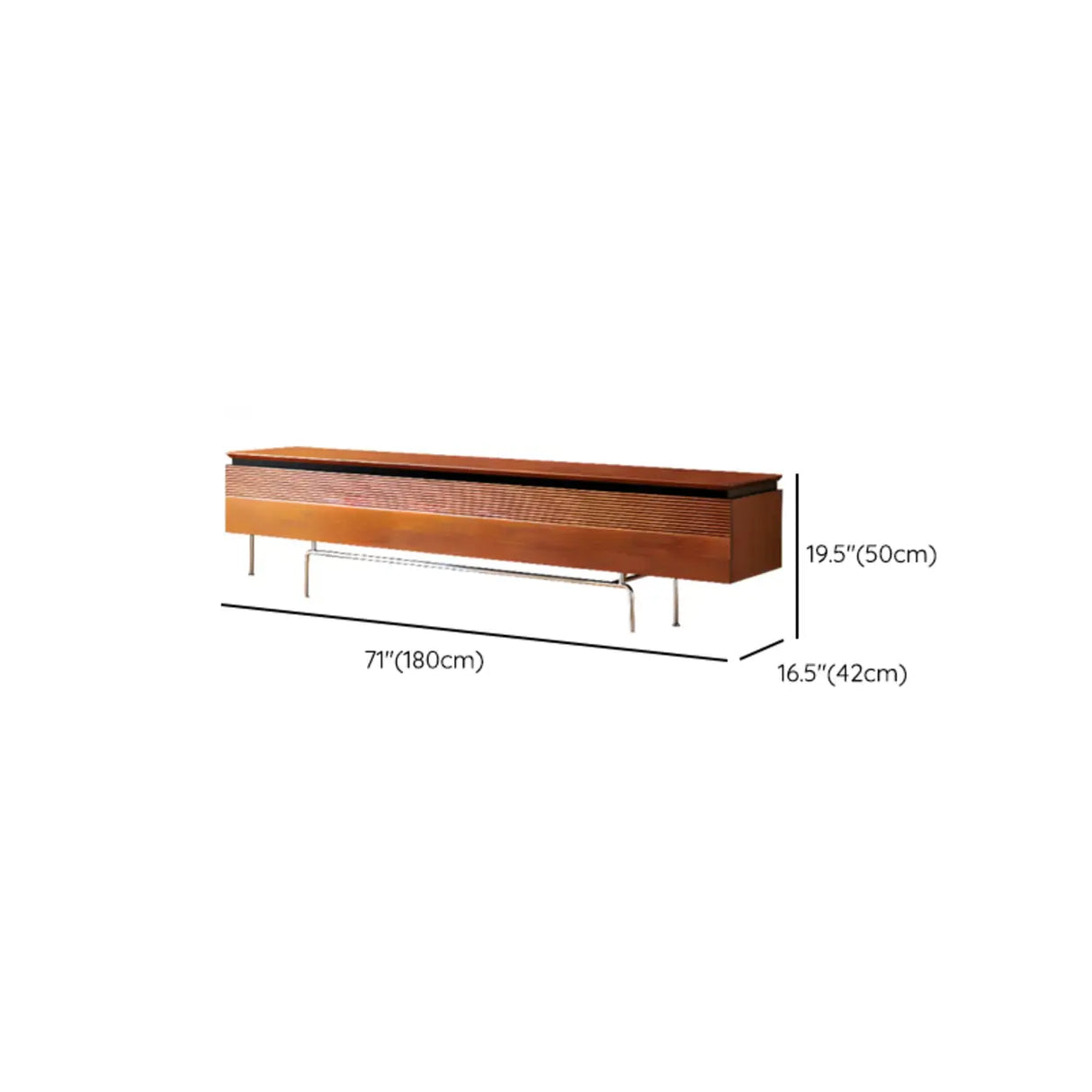 Retro Rectangular Cherry Wood Living Room TV Stand Brown