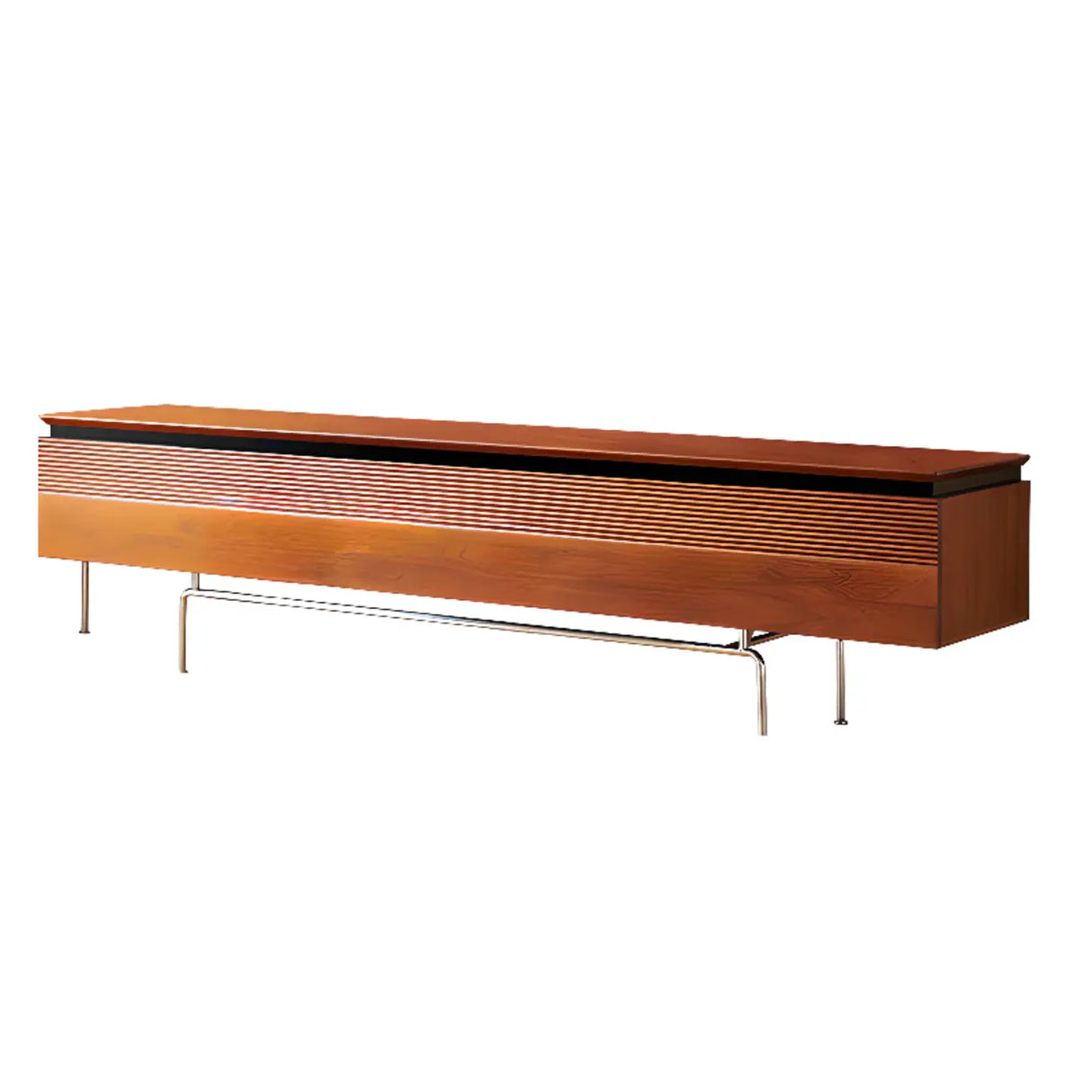 Retro Rectangular Cherry Wood Living Room TV Stand Brown