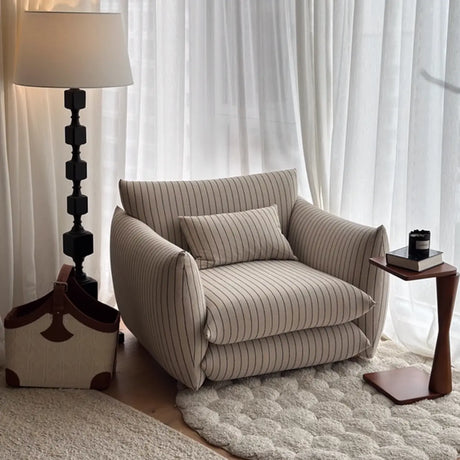 Retro Sponge  Living Room Striped Barrel Accent Chair Image - 2