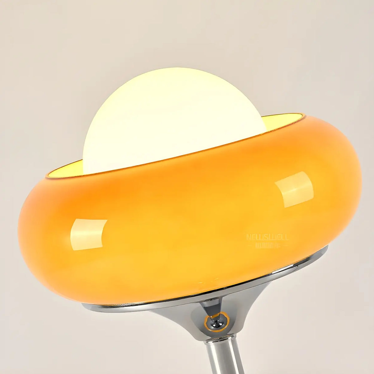 Retro Yellow Egg Tart Glass and Metal LED Floor Lamp Image - 6