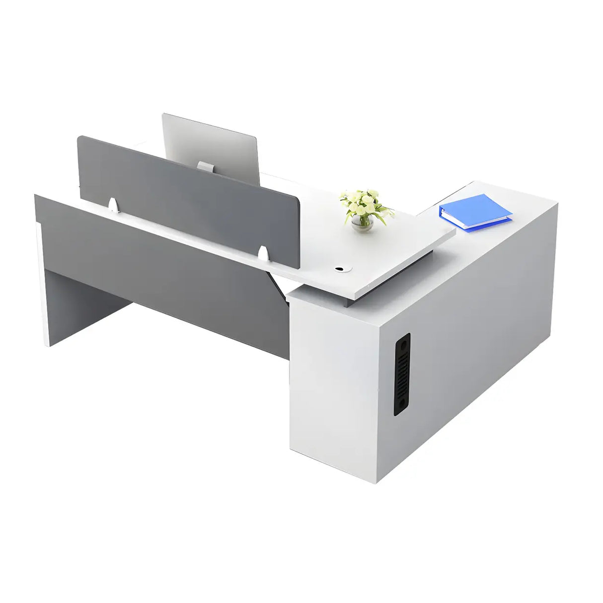 Reversible Mounting Computer Desk with Locking Storage Image - 12