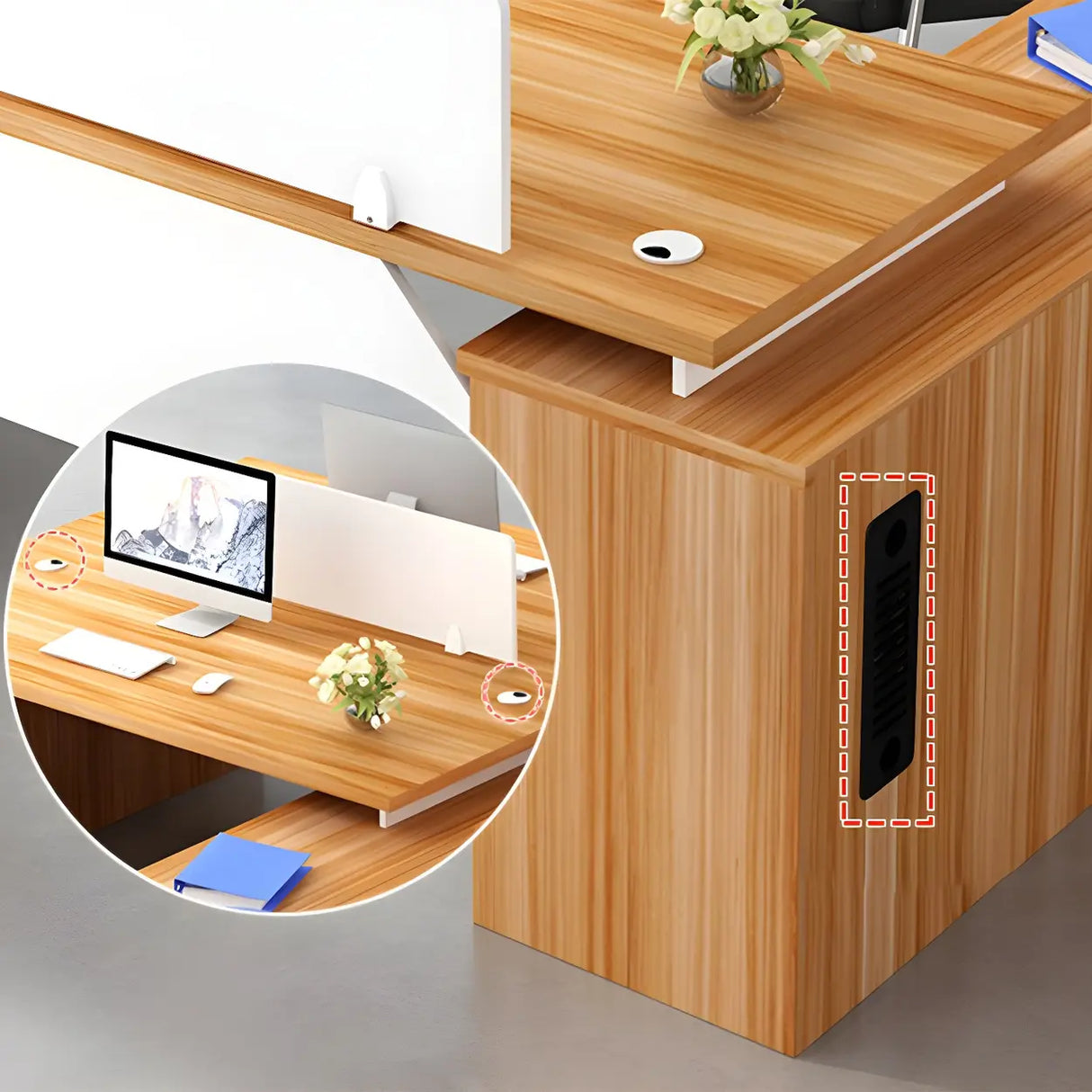 Reversible Mounting Computer Desk with Locking Storage Image - 4