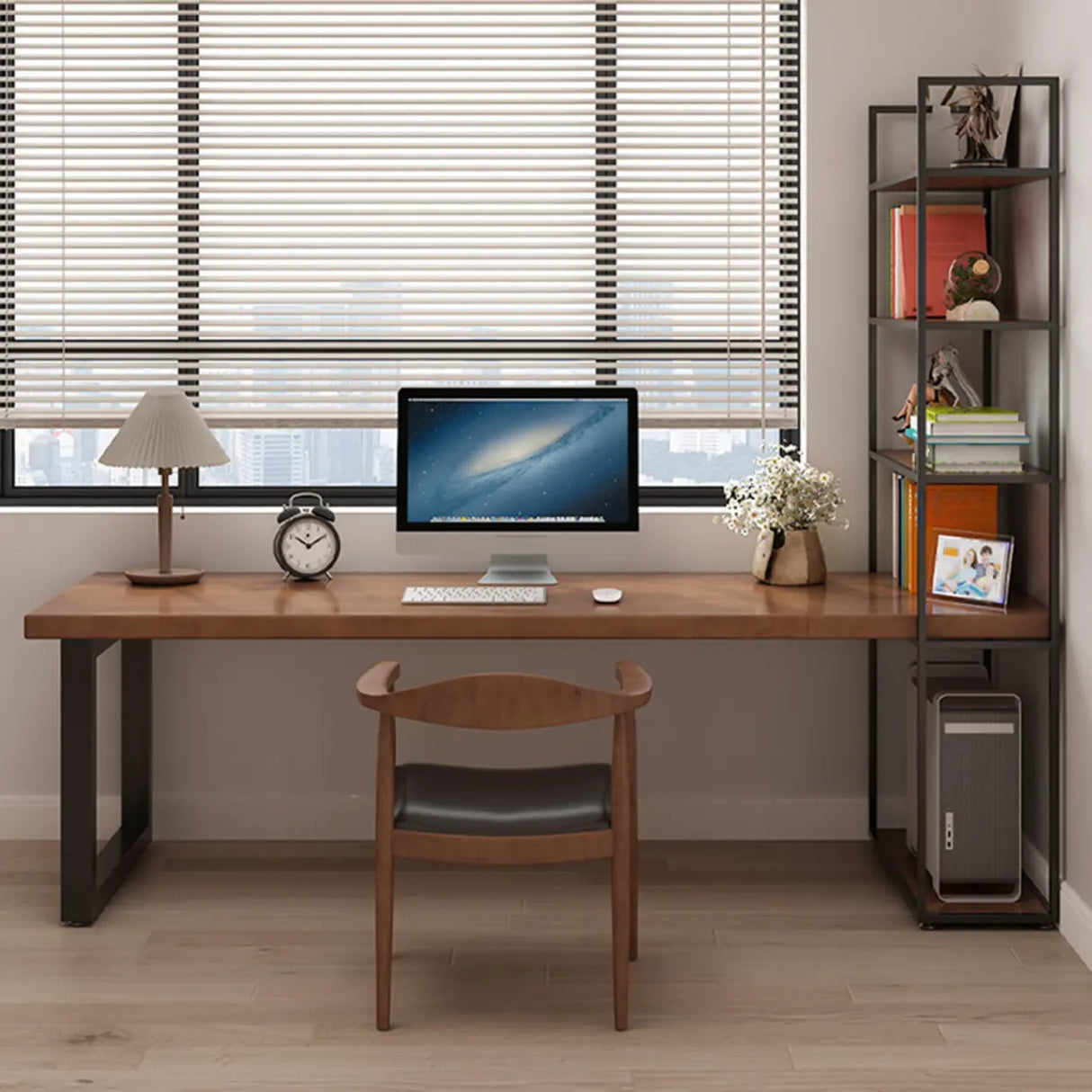 Reversible Pine Butcher Block Bookcase Computer Desk Image - 4