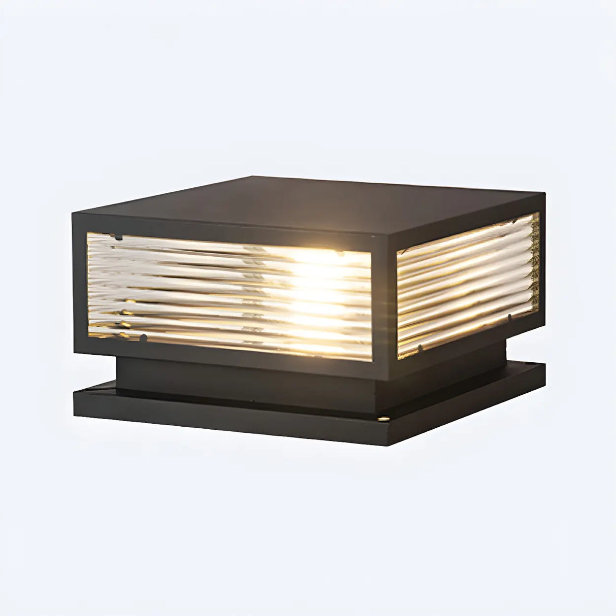 Ribbed Glass Modern Outdoor Cube Waterproof Wall Lamp Image - 10