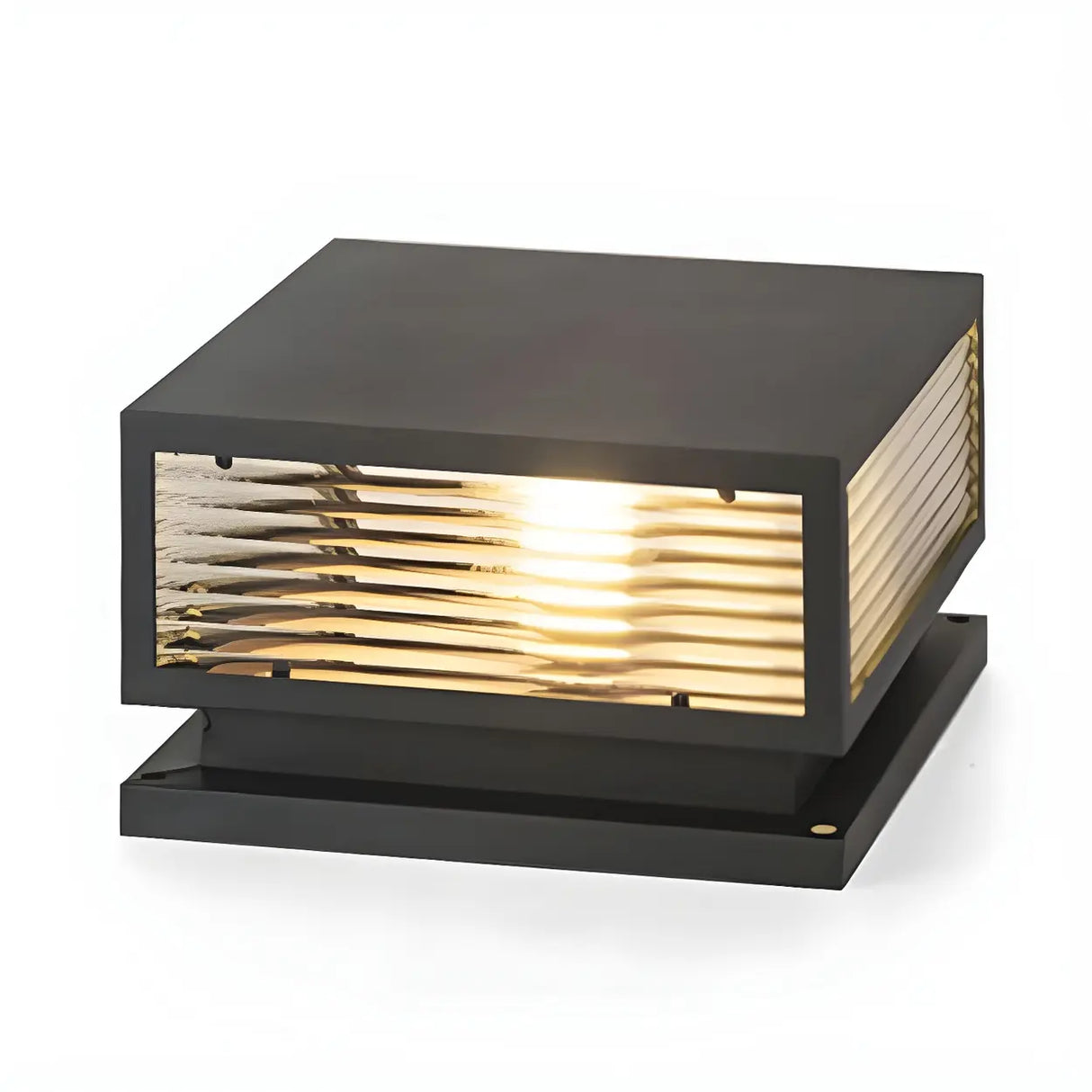 Ribbed Glass Modern Outdoor Cube Waterproof Wall Lamp Image - 12