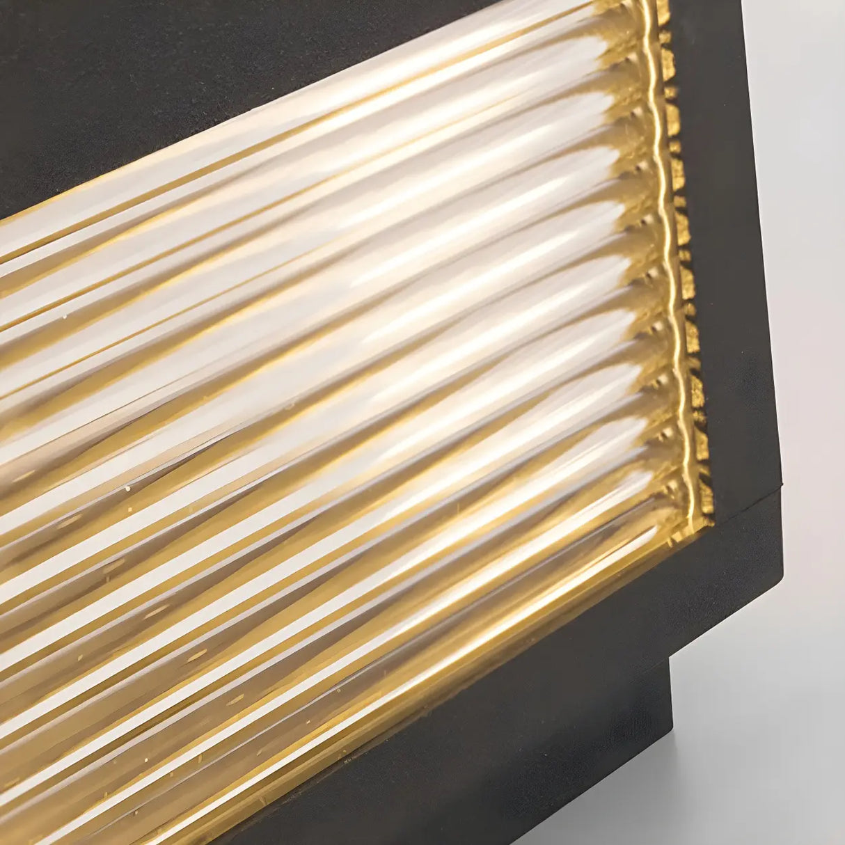 Ribbed Glass Modern Outdoor Cube Waterproof Wall Lamp Image - 17
