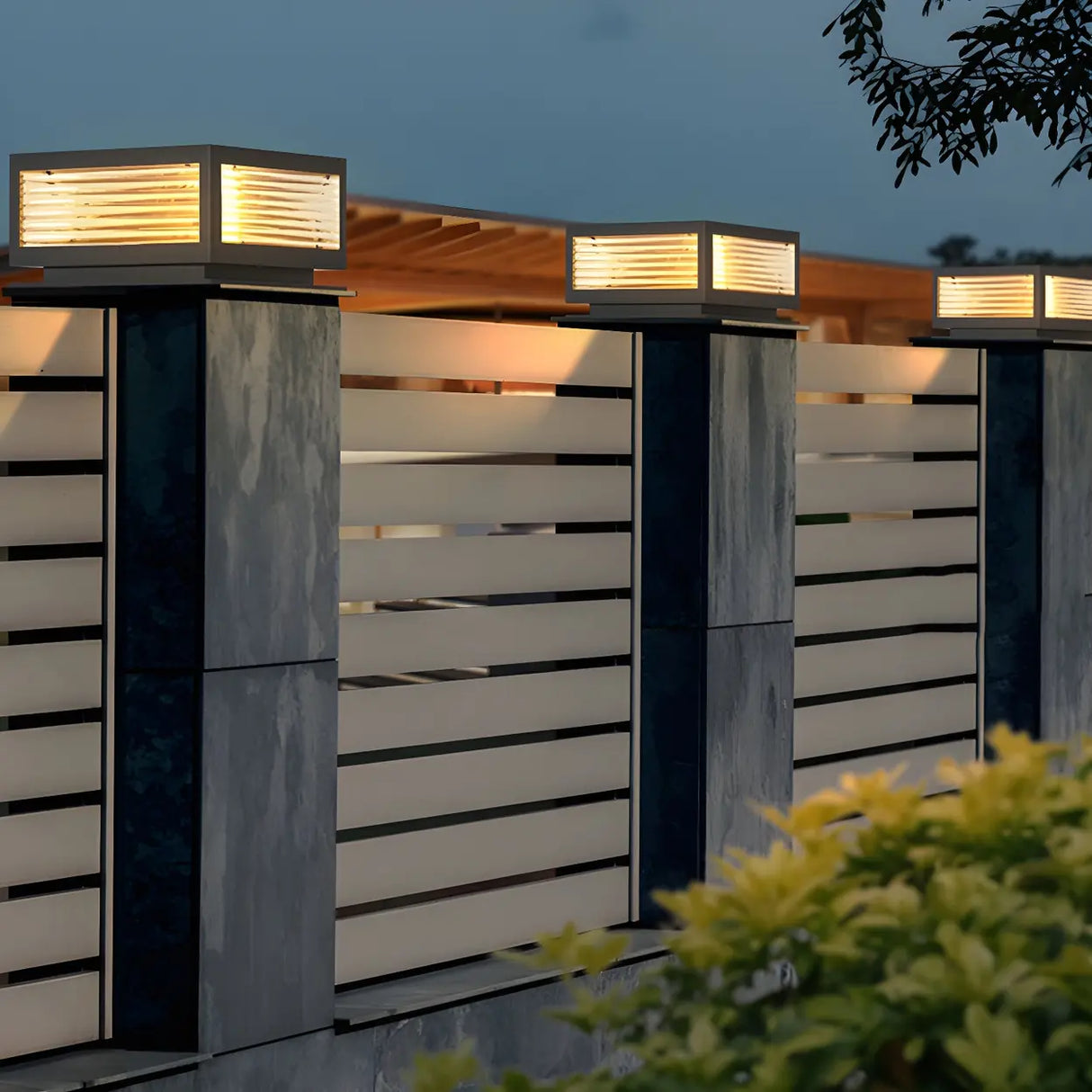 Ribbed Glass Modern Outdoor Cube Waterproof Wall Lamp Image - 19