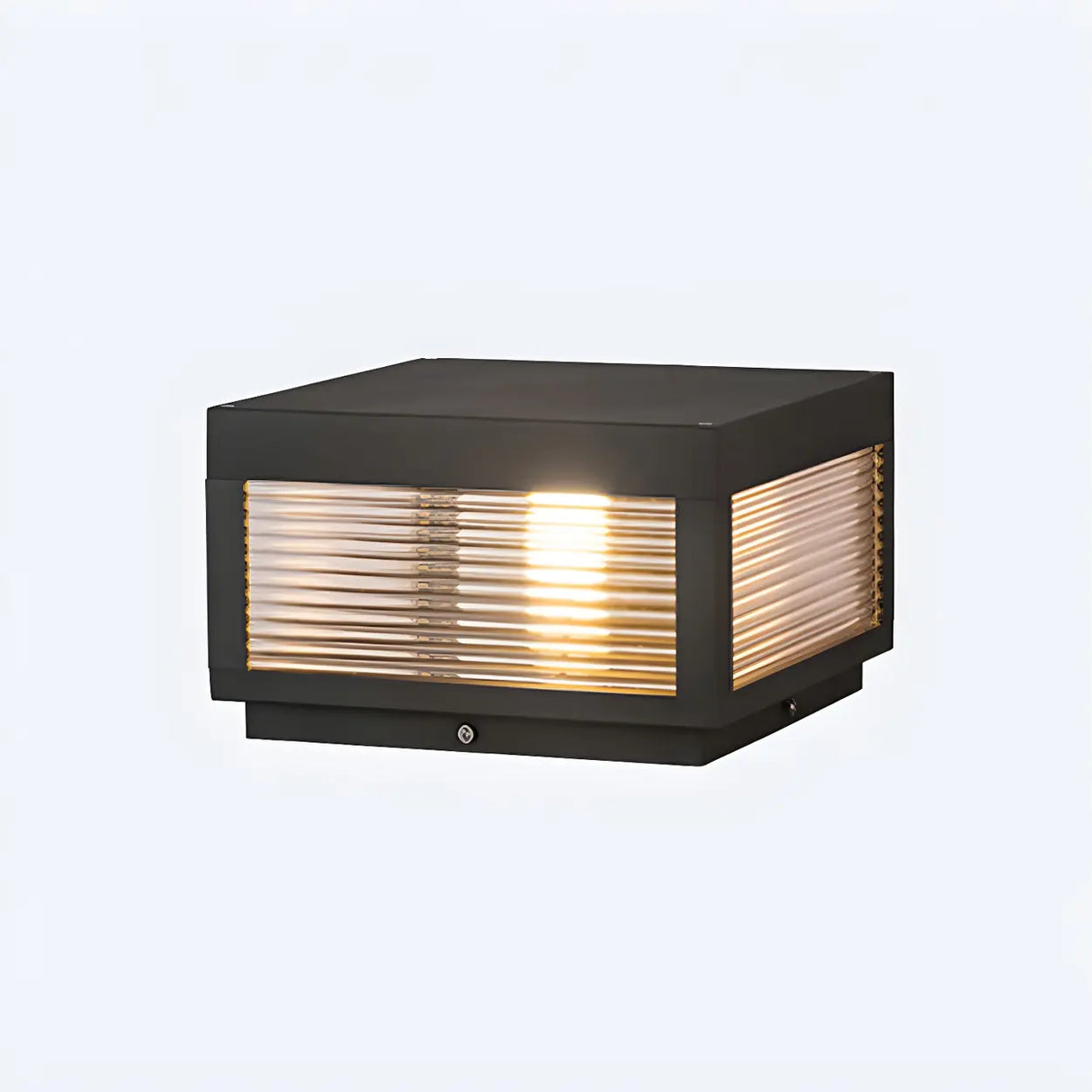 Ribbed Glass Modern Outdoor Cube Waterproof Wall Lamp Image - 2