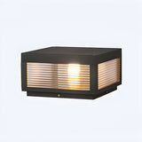 Ribbed Glass Modern Outdoor Cube Waterproof Wall Lamp Image - 3