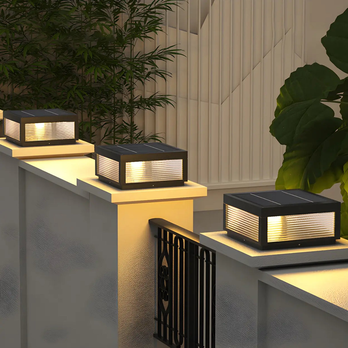 Ribbed Glass Modern Outdoor Cube Waterproof Wall Lamp Image - 4