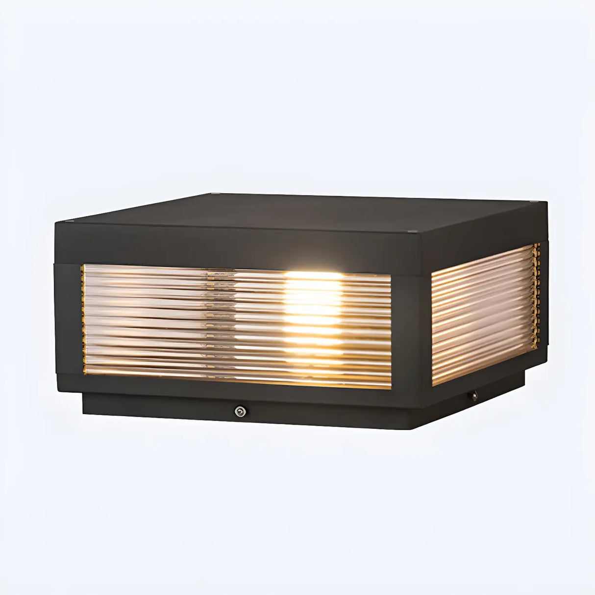 Ribbed Glass Modern Outdoor Cube Waterproof Wall Lamp Image - 6