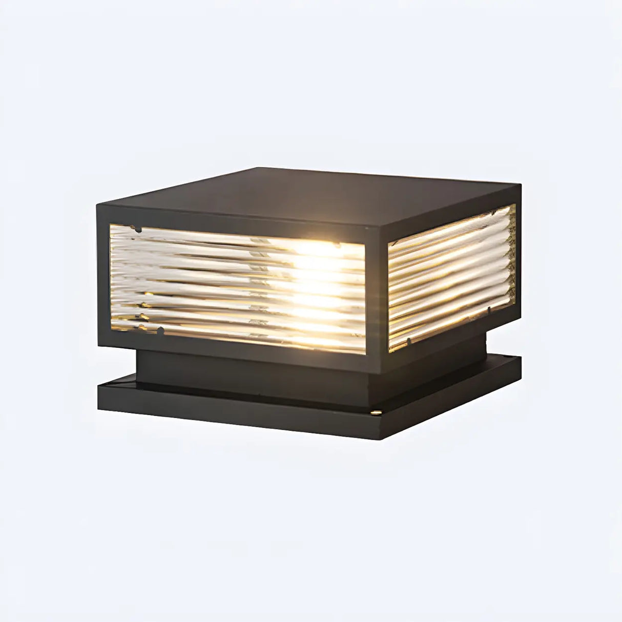 Ribbed Glass Modern Outdoor Cube Waterproof Wall Lamp Image - 7
