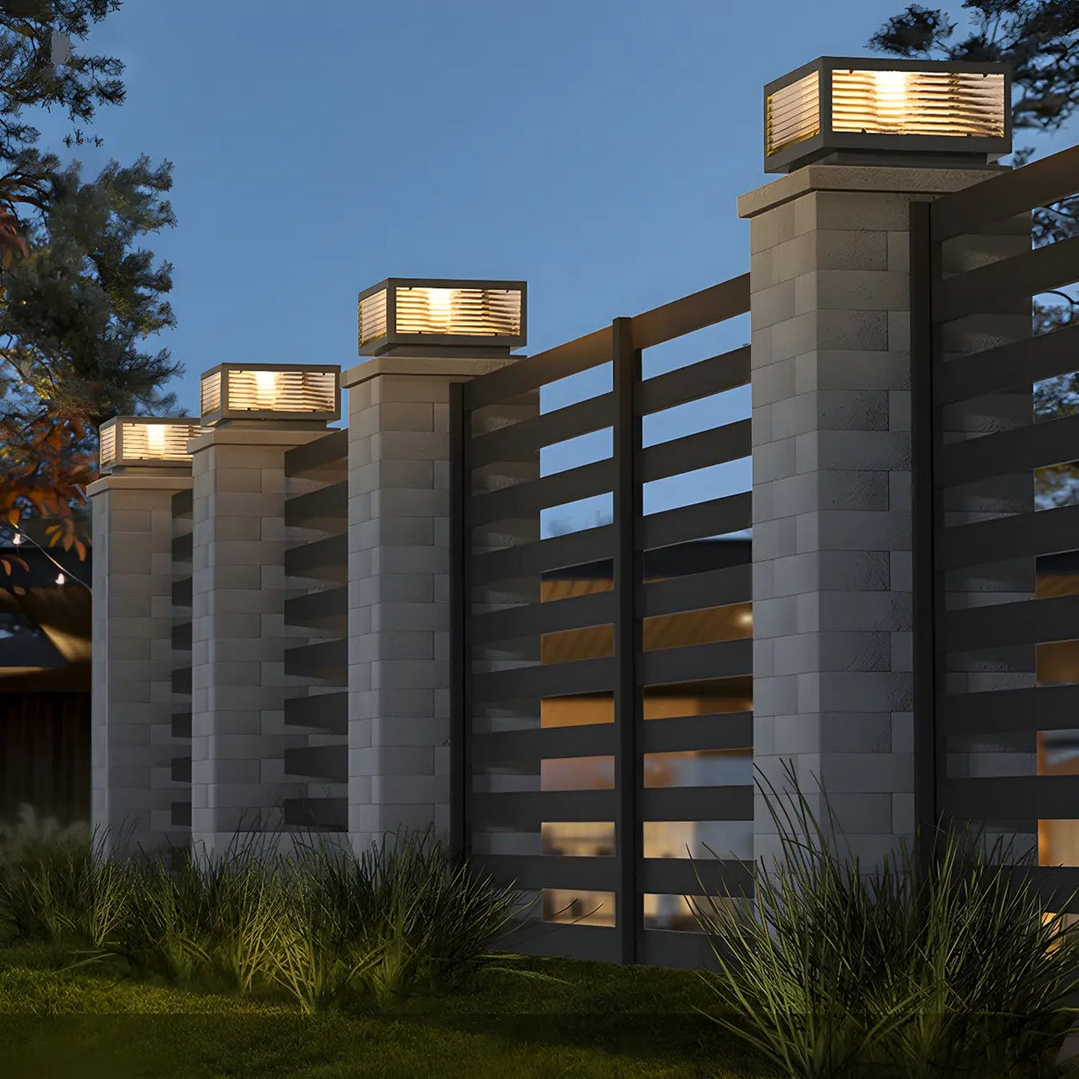 Ribbed Glass Modern Outdoor Cube Waterproof Wall Lamp Image - 8