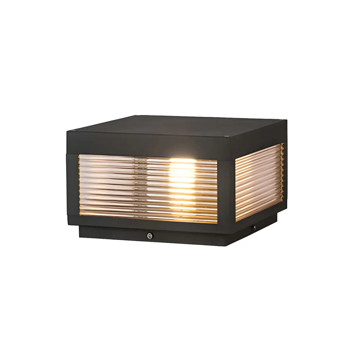 Ribbed Glass Modern Outdoor Cube Waterproof Wall Lamp Image - 9