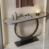 31"L x 12"W x 31"H Black Light Gray Ring Base Half Moon Sintered Stone Top Console Table Image - 4