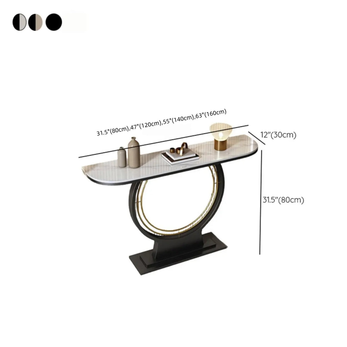 Ring Base Half Moon Sintered Stone Top Console Table Image - 8 