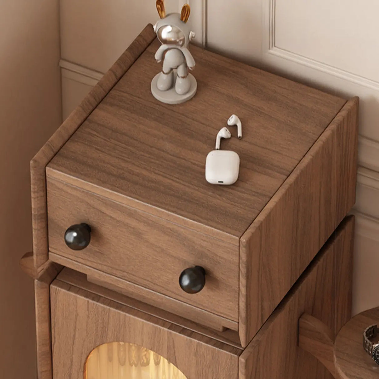 Robot Shape Wood Kids Nigtstand with Drawer and Cabinet Image - 12