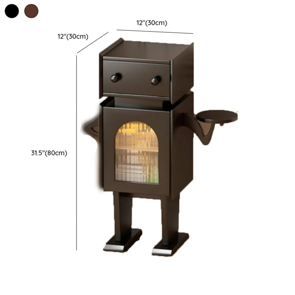 Robot Shape Wood Kids Nigtstand with Drawer and Cabinet 