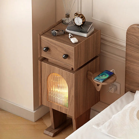 Robot Shape Wood Kids Nigtstand with Drawer and Cabinet Image - 1