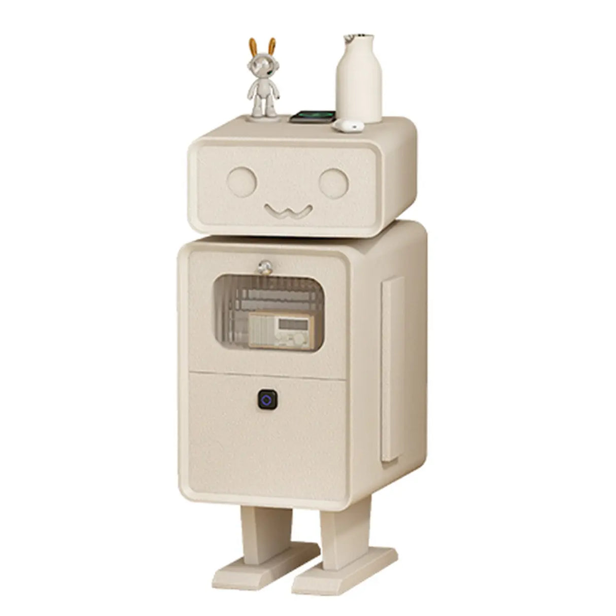 Robot Shape Wood Kids Nigtstand with Drawer and Cabinet Image - 3
