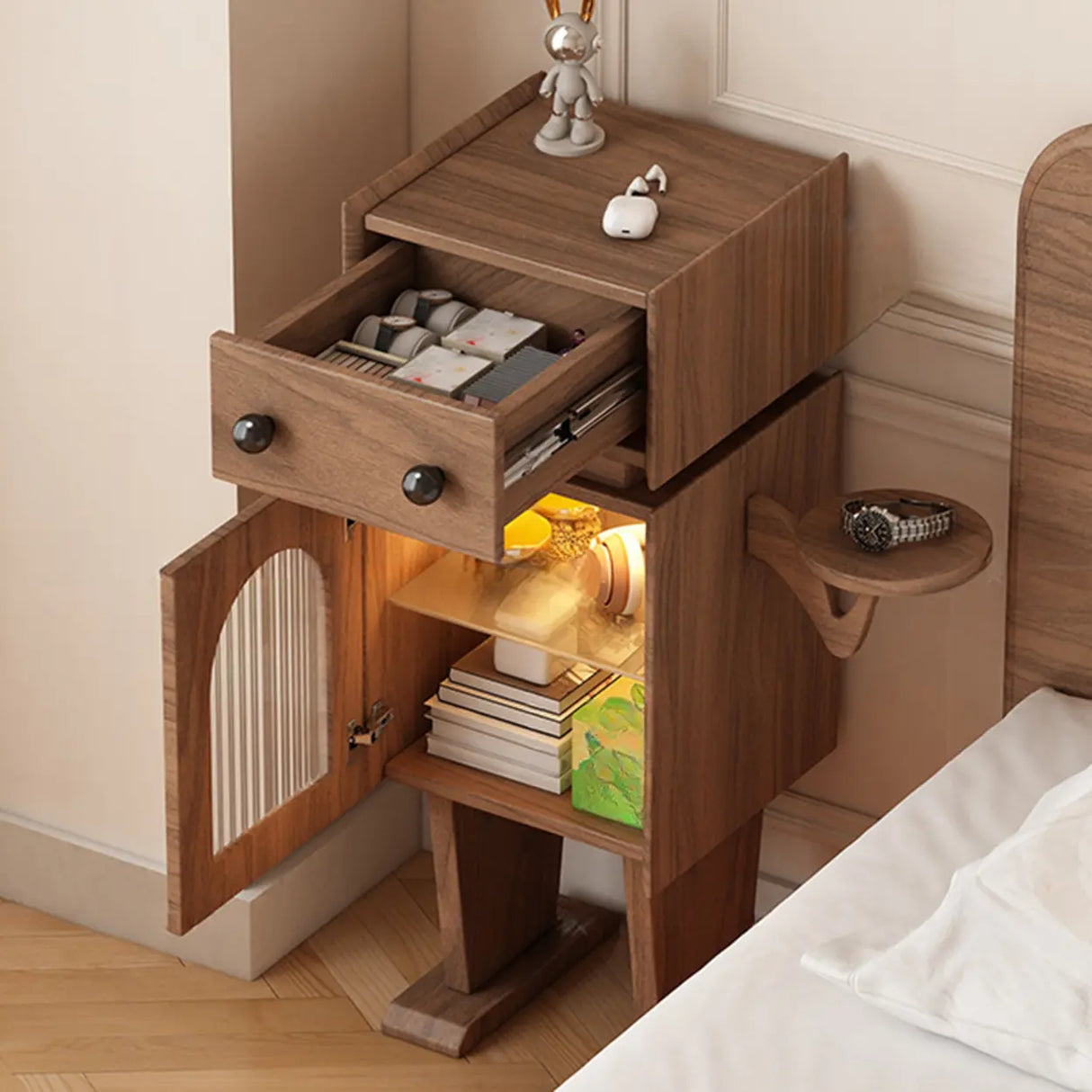 Robot Shape Wood Kids Nigtstand with Drawer and Cabinet Image - 6