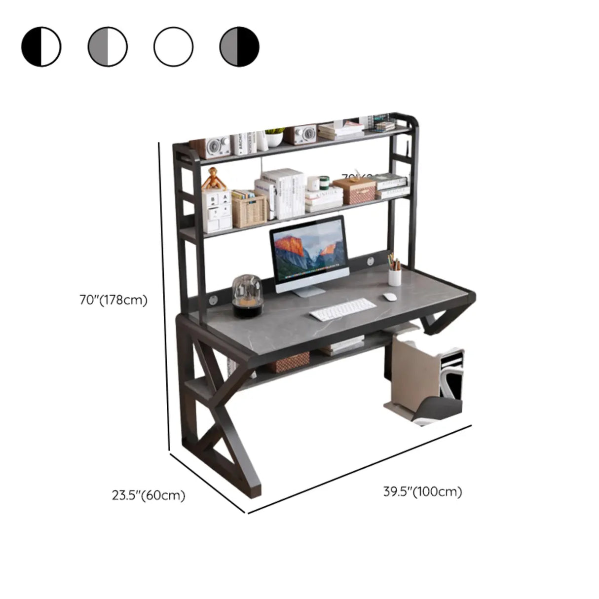 Rock Beam Kids Computer Desk with Hutch and Shelves Image - 13