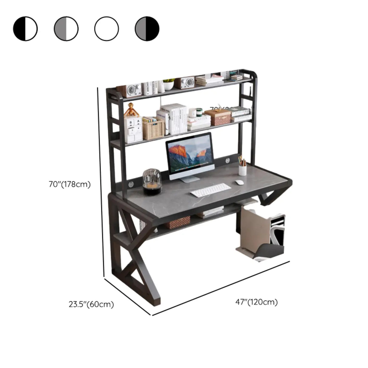 Rock Beam Kids Computer Desk with Hutch and Shelves Image - 14