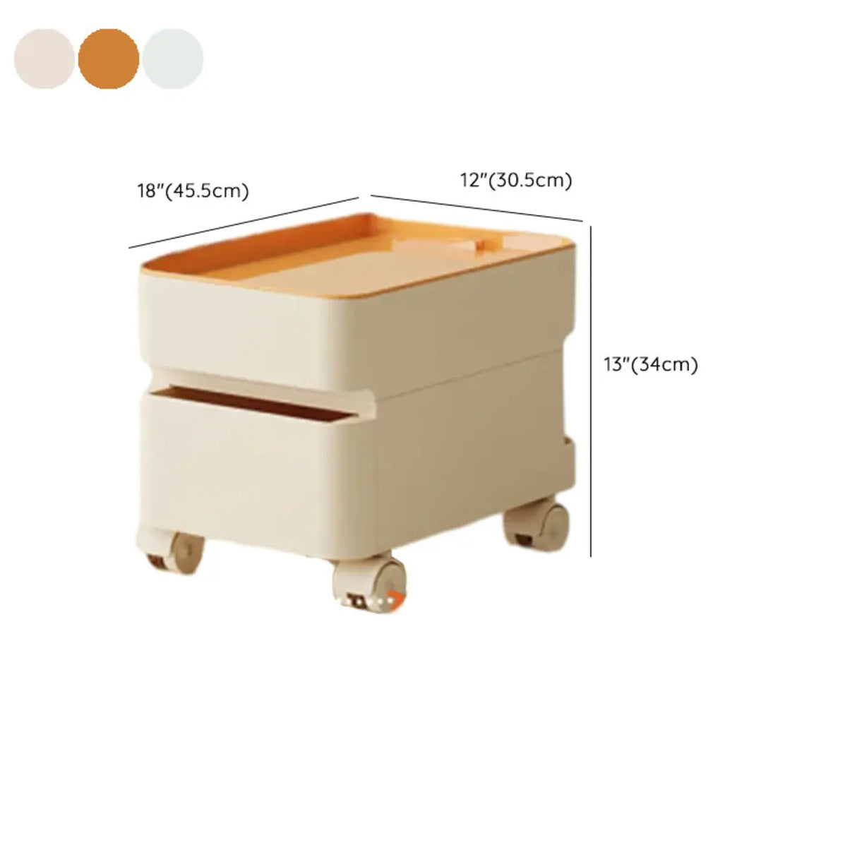 Rolling Kids Nighstand with Drawers and Casters 