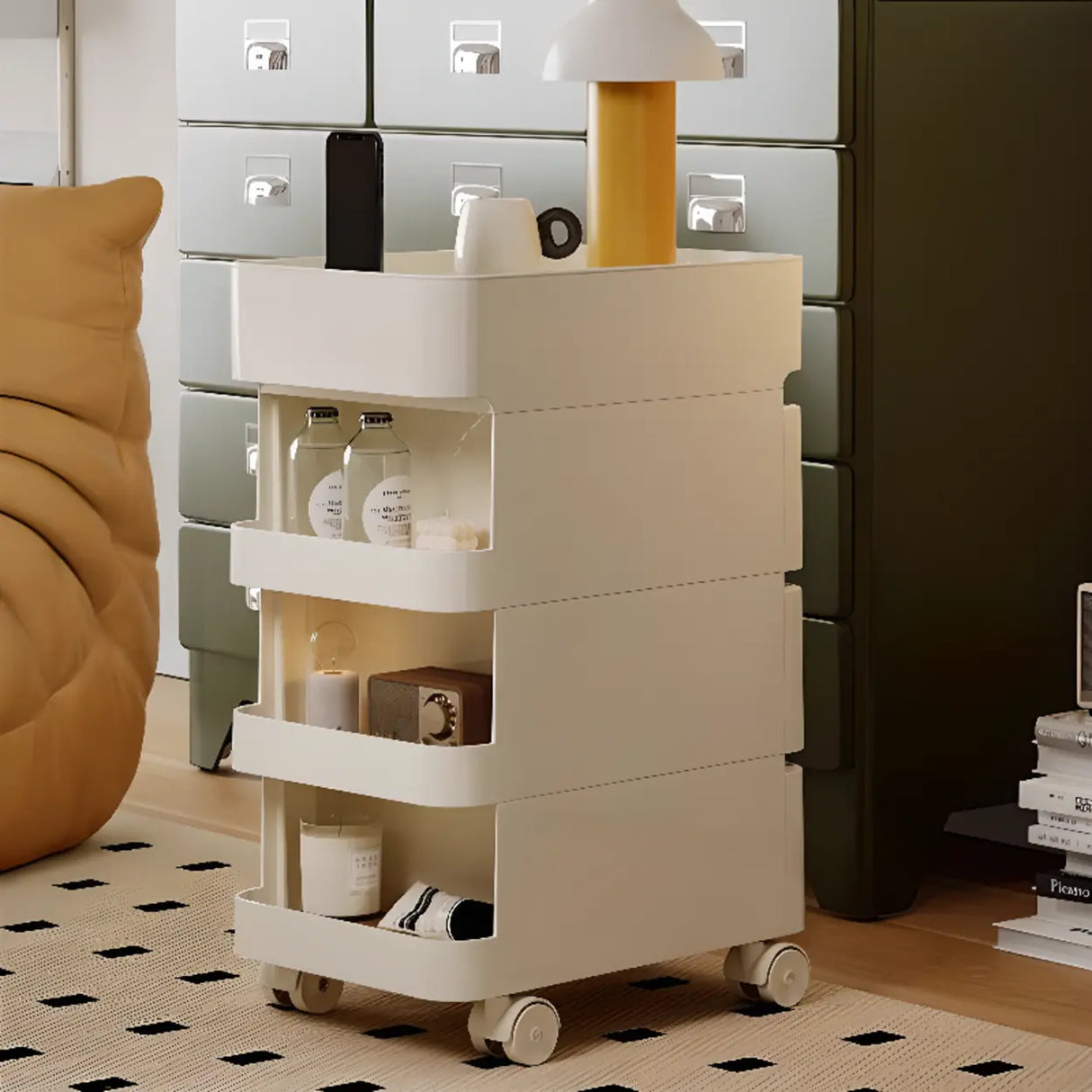 Rolling Kids Nighstand with Drawers and Casters Image - 8