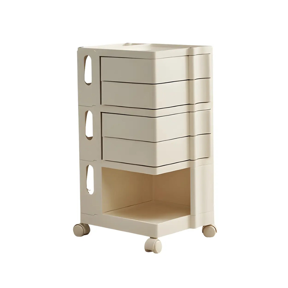 Rolling Narrow Open Storage Kids Nightstand with Shelf Image - 10