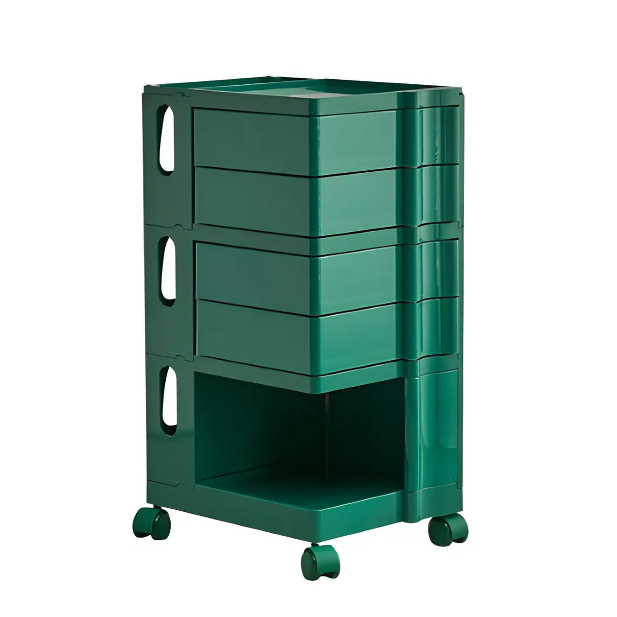 Rolling Narrow Open Storage Kids Nightstand with Shelf Image - 11