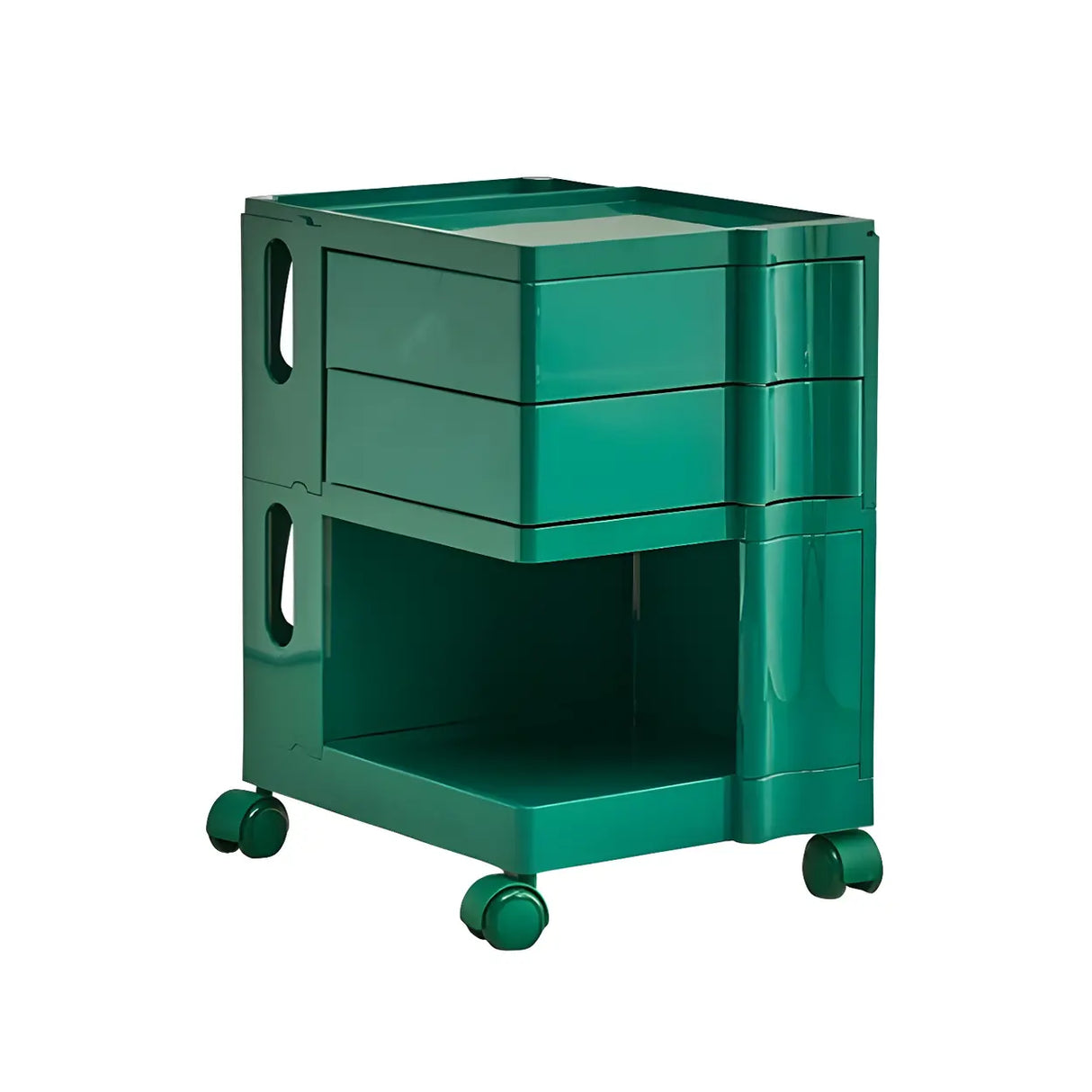 Rolling Narrow Open Storage Kids Nightstand with Shelf Image - 13