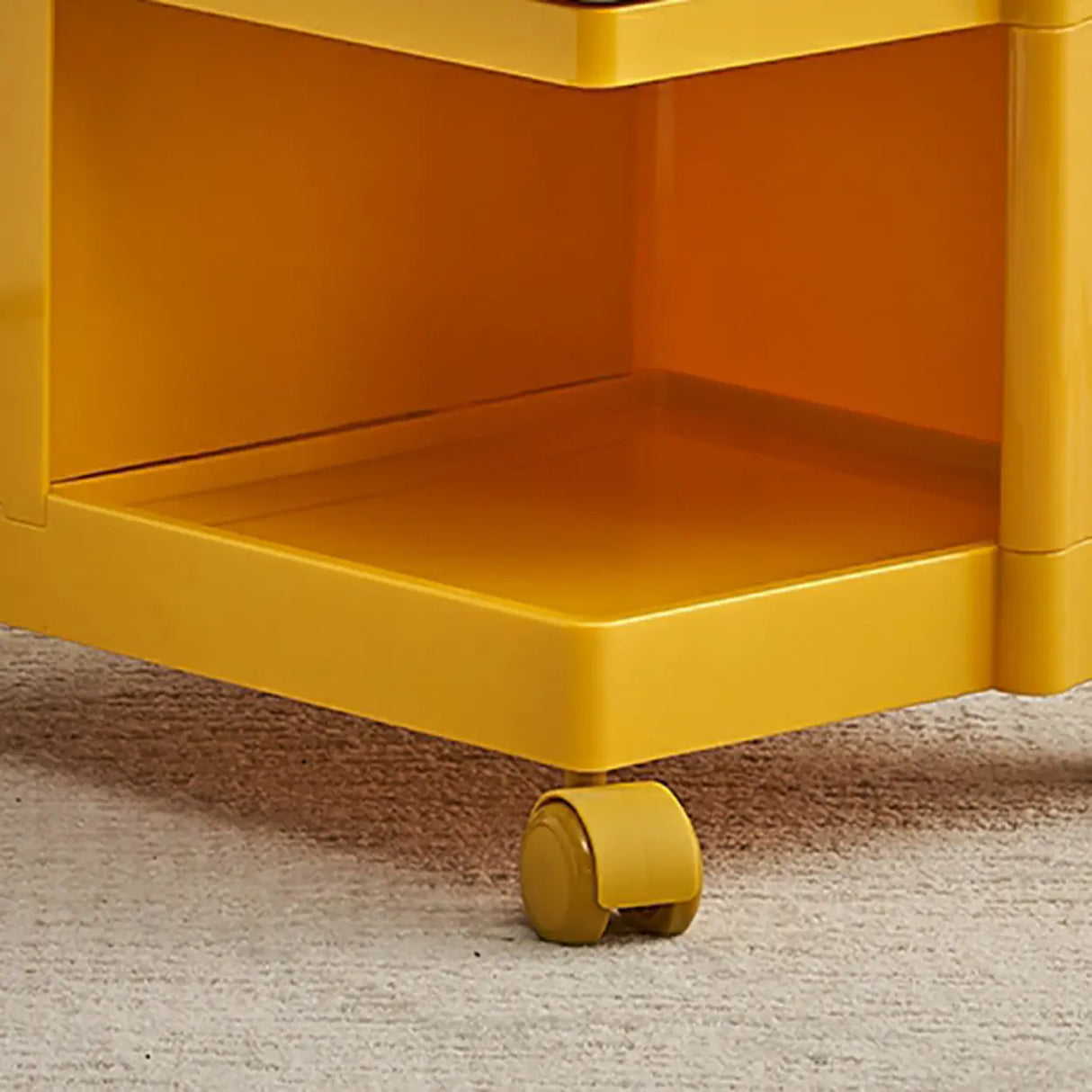 Rolling Narrow Open Storage Kids Nightstand with Shelf Image - 17