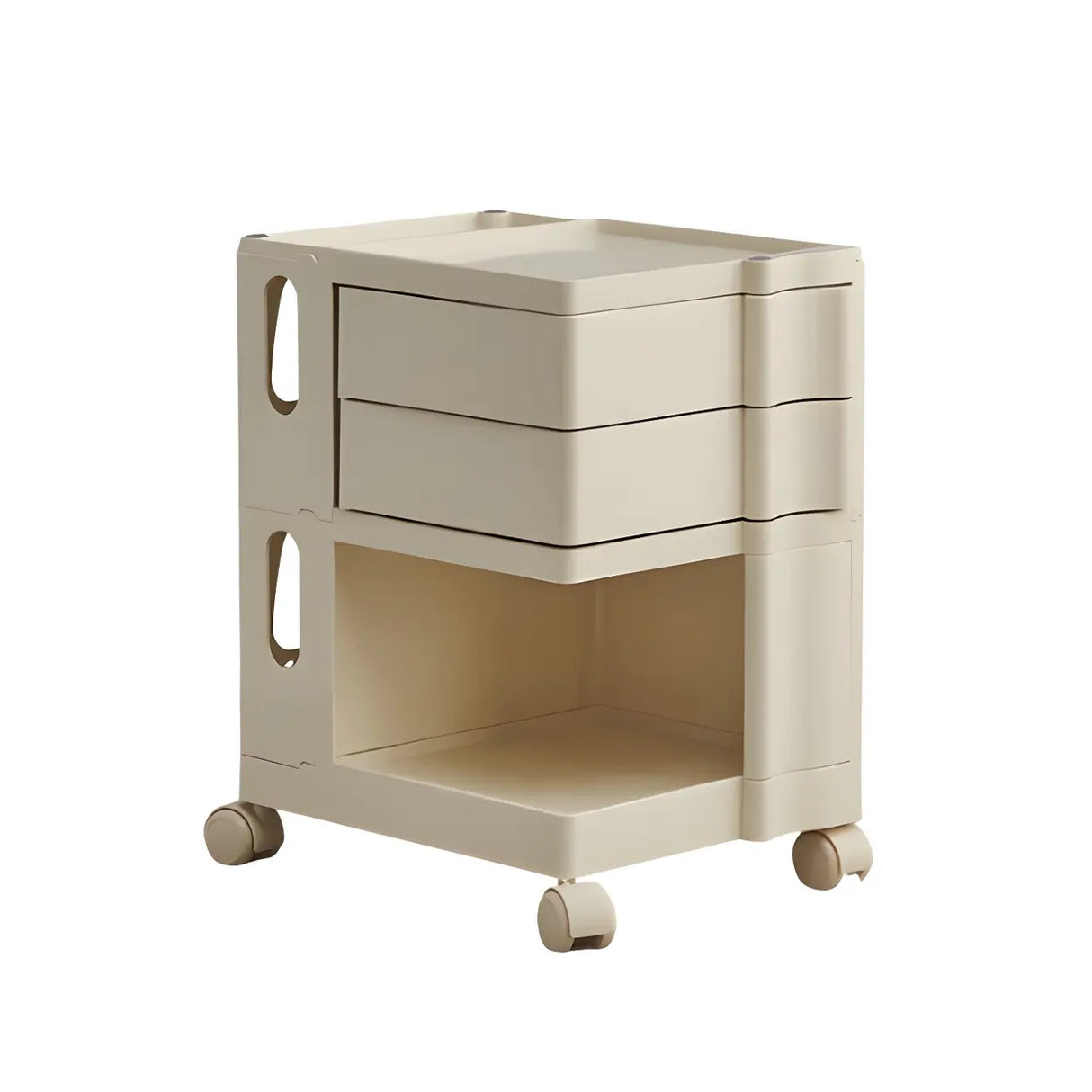 Rolling Narrow Open Storage Kids Nightstand with Shelf Image - 2