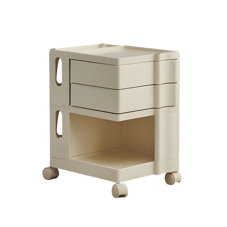 Rolling Narrow Open Storage Kids Nightstand with Shelf Image - 2