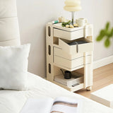 Rolling Narrow Open Storage Kids Nightstand with Shelf Image - 20